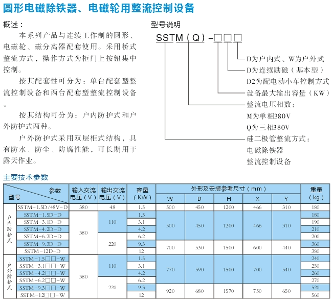 圆形电磁除铁、电磁轮用整流控制设备